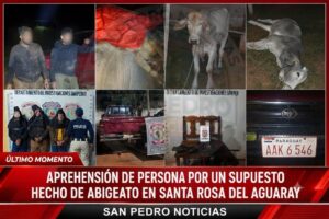 #SANTA_ROSA_DEL_AGUARAY❇️APREHENSION DE TRES PERSONAS, INCAUTACIÓN DE VEHÍCULO, INCAUTACIÓN  DE ARMA DE FUEGO Y RECUPERACIÓN DE DOS GANADOS VACUNOS, EN PROSECUCIÓN A UN S/H/P DE ABIGEATO EN .